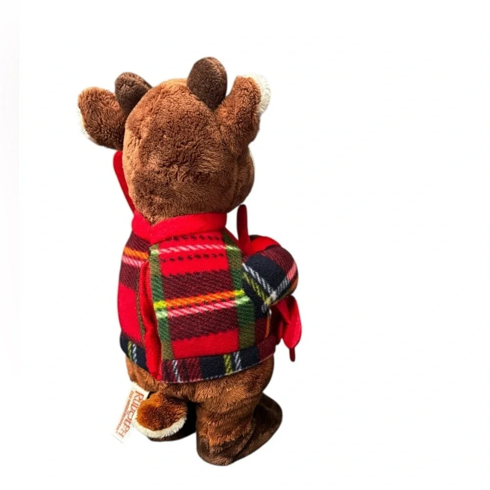 Rudolph Reindeer 14” Animated Singing Walking Plaid W/ Skis Dan Dee